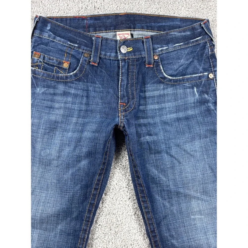 True Religion Bobby Mens Straight Leg Jeans Blue Medium‎ Wash 35x28 (READ)
